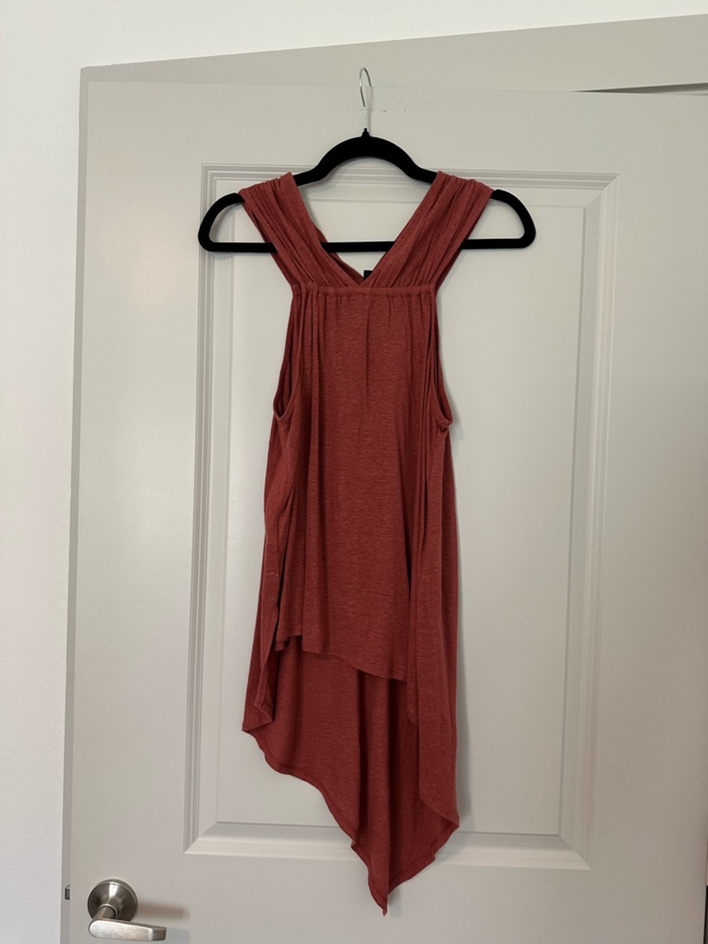 BCBGMaxAzria Sleeveless Drape Top - Terracotta